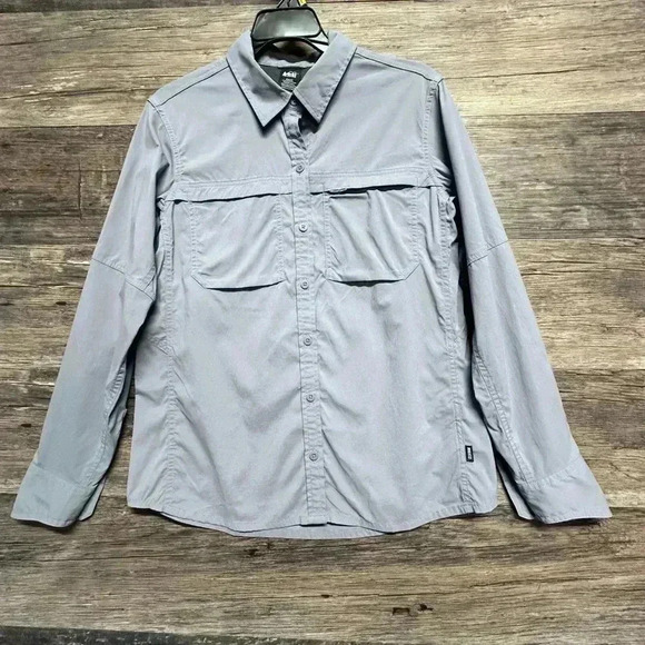 REI Gray Men's Button Down Shirt - Picture 1 of 7